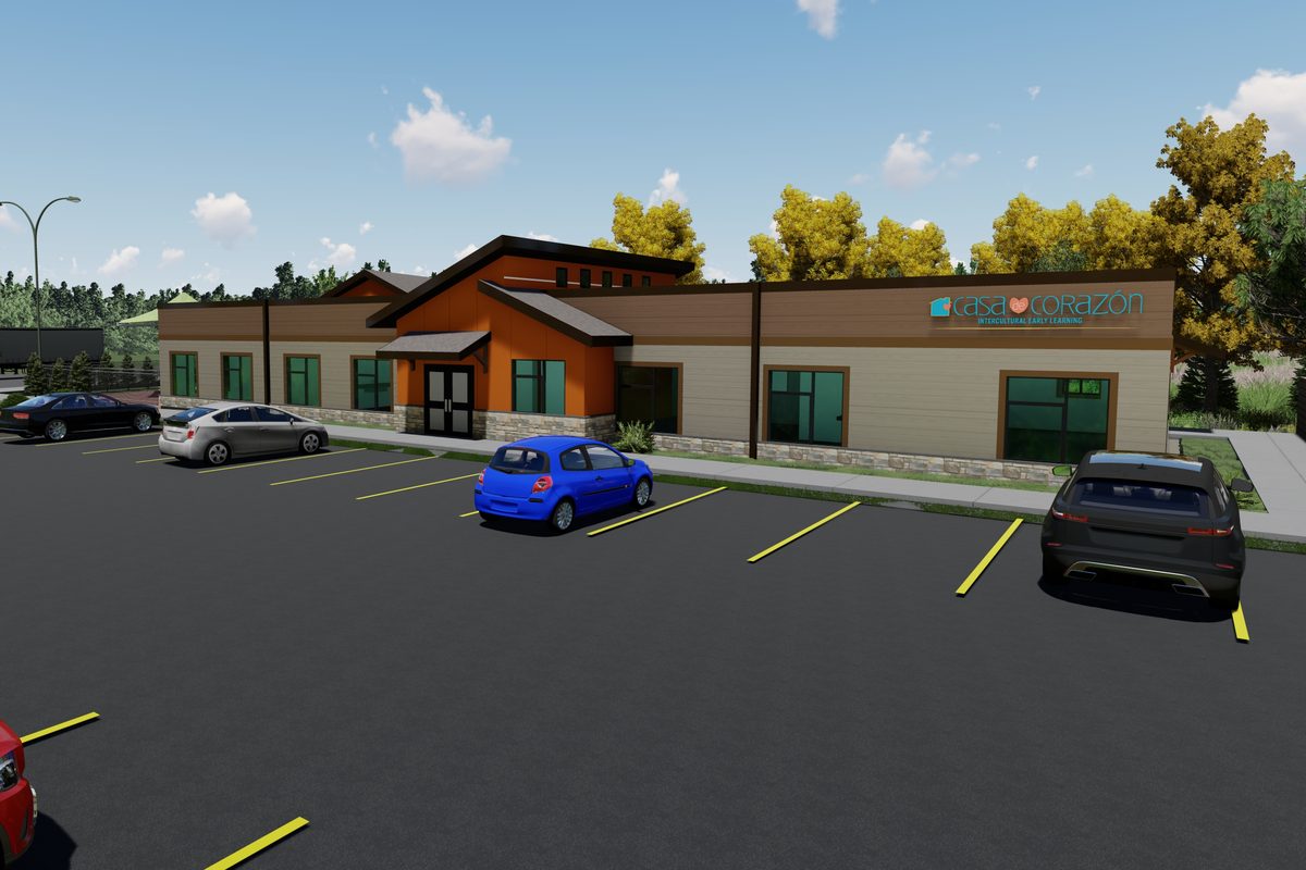 Rendering of the Casa de Corazon main entry from the parking lot